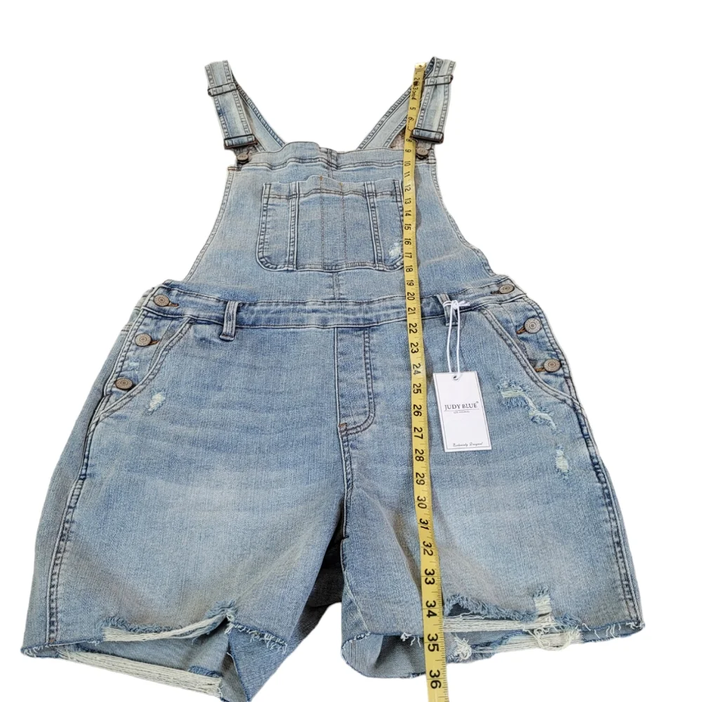 Judy Blue Light Wash Denim Short Overalls - Picture 12 of 15